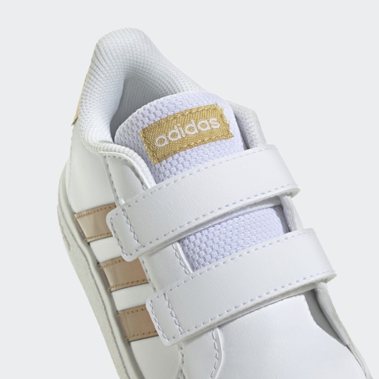 Adidas Grand Court Estilo De Vida Sustentável Sapatos De Velcro Brancos