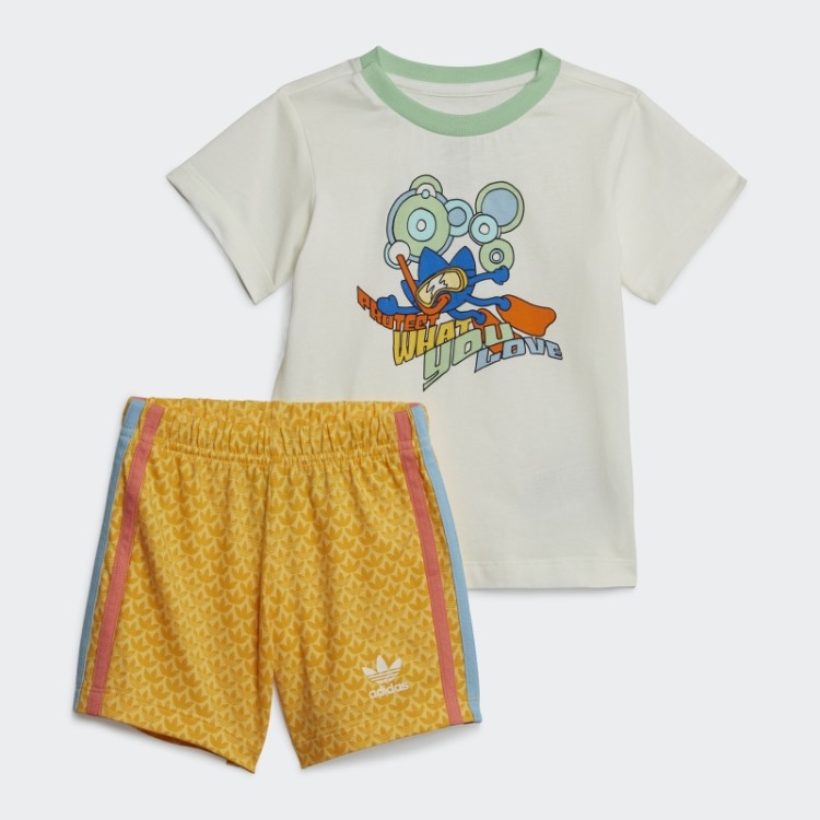 Conjunto Branco De Shorts E Camiseta Com Estampa Gráfica Adidas