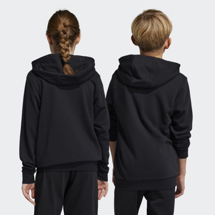 Moletom De Algodão Com Capuz Preto Grande Logo Adidas