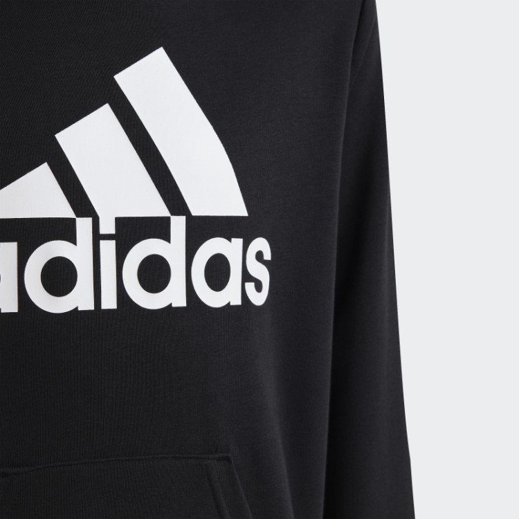 Moletom De Algodão Com Capuz Preto Grande Logo Adidas