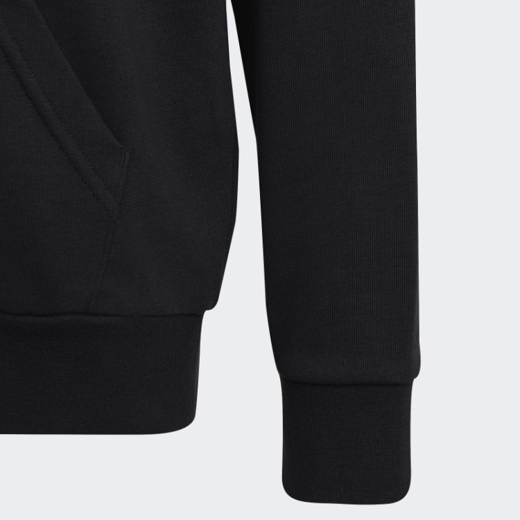 Moletom De Algodão Com Capuz Preto Grande Logo Adidas