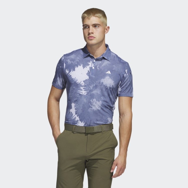 Adidas Camisa Polo De Golfe De Malha De Flores Brancas