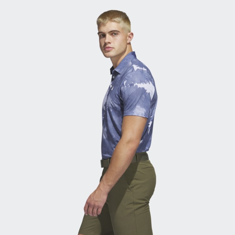 Adidas Camisa Polo De Golfe De Malha De Flores Brancas