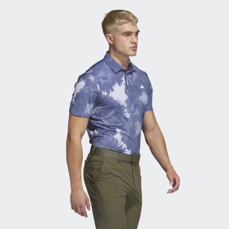 Adidas Camisa Polo De Golfe De Malha De Flores Brancas