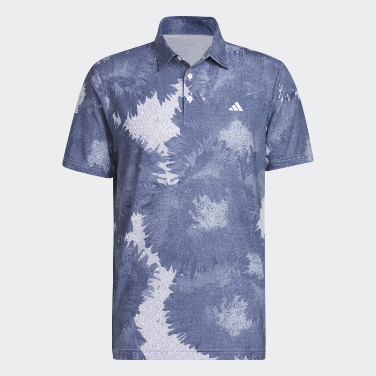 Adidas Camisa Polo De Golfe De Malha De Flores Brancas