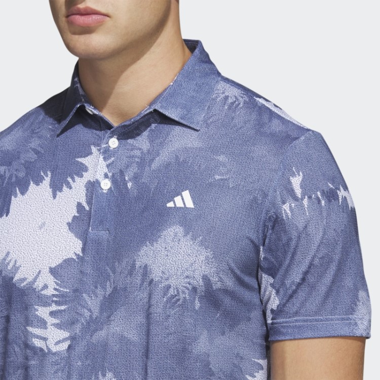 Adidas Camisa Polo De Golfe De Malha De Flores Brancas