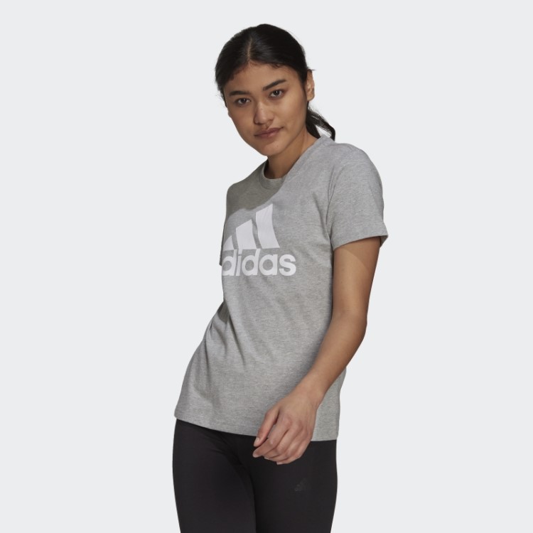 Camiseta Adidas Cinza Médio Com Logo Essencial