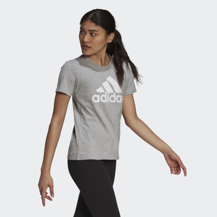 Camiseta Adidas Cinza Médio Com Logo Essencial