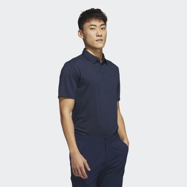 Adidas Camisa Polo Golf Jacquard Texturizada Azul Marinho