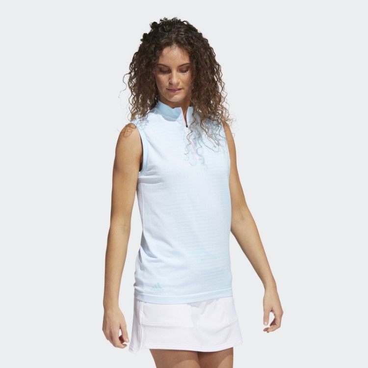 Camisa Polo Sem Manga Primeknit Azul Adidas