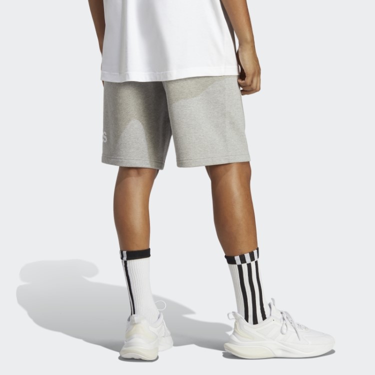 Bermuda Felpuda Adidas Cinza Médio Com Logo Grande French Terry