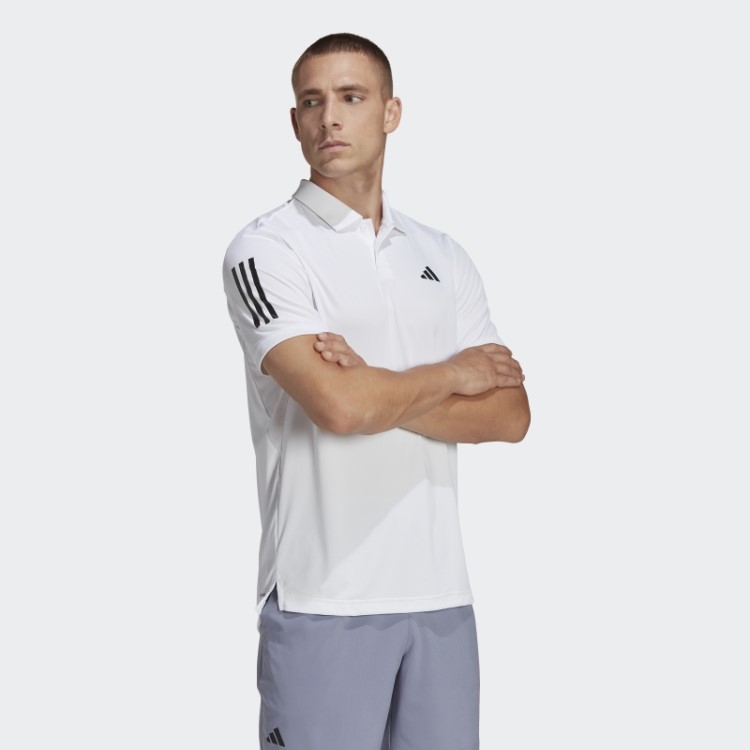 Camisa Polo De Tênis Branca Adidas Club Com As Três Listras