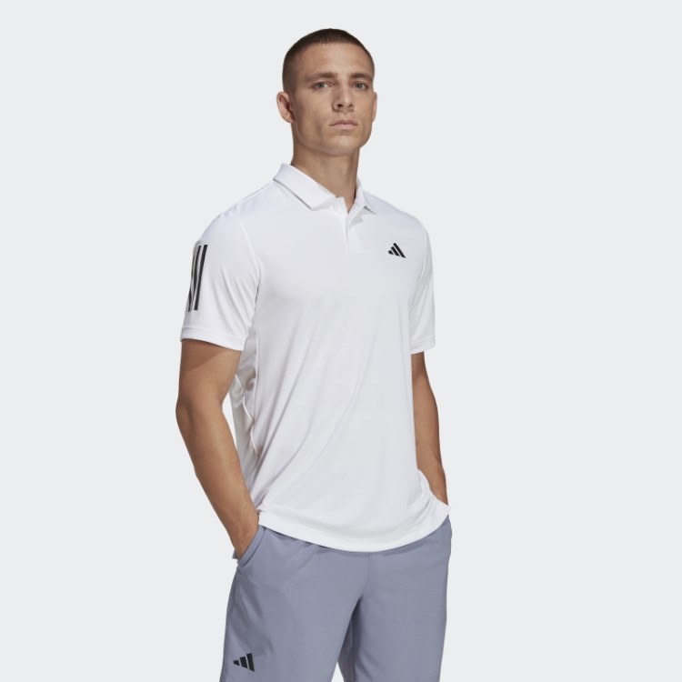 Camisa Polo De Tênis Branca Adidas Club Com As Três Listras
