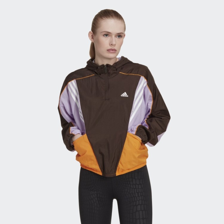 Adidas Top Marrom Escuro Hyperglam Com Capuz