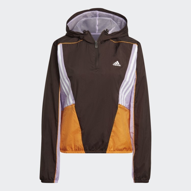 Adidas Top Marrom Escuro Hyperglam Com Capuz