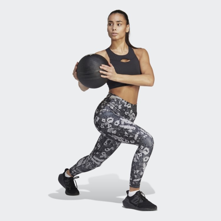 Leggings 7/8 Estampadas Essenciais Do Trem Cintura Alta Adidas Mgh Cinza Sólido