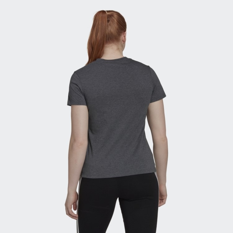 Camiseta Com Logo Heather Essentials Cinza Escuro Adidas