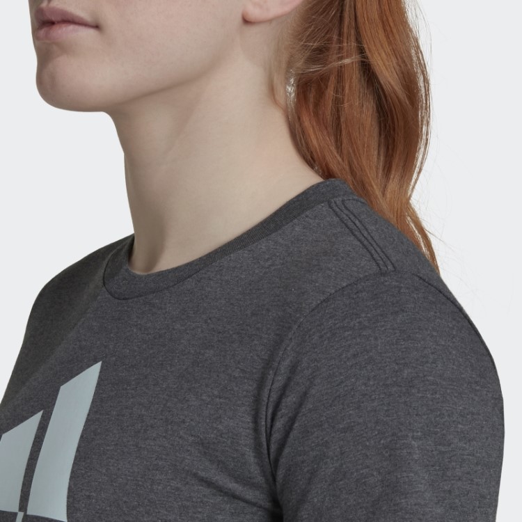 Camiseta Com Logo Heather Essentials Cinza Escuro Adidas