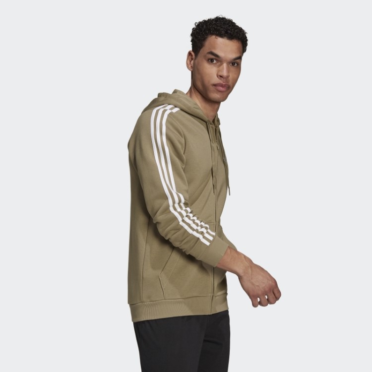 Essentials Moletom Com Capuz E Zíper Nas Três Listras Verde Orbit Adidas