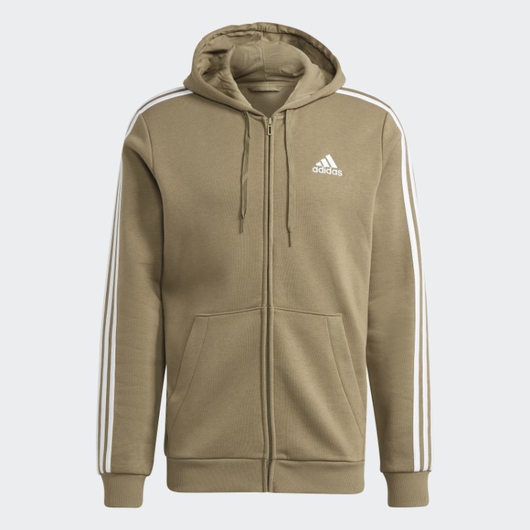Essentials Moletom Com Capuz E Zíper Nas Três Listras Verde Orbit Adidas
