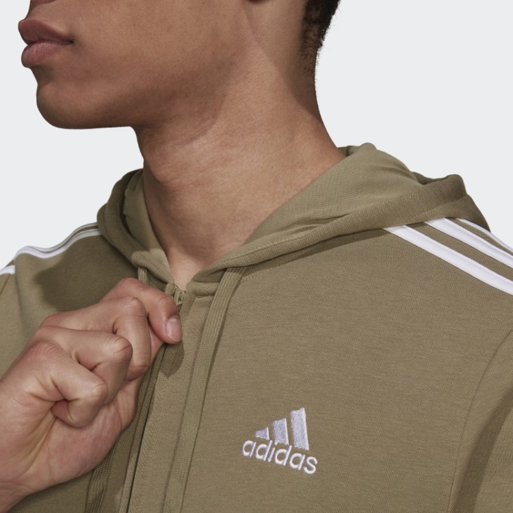 Essentials Moletom Com Capuz E Zíper Nas Três Listras Verde Orbit Adidas