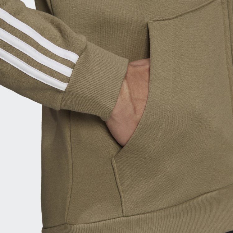 Essentials Moletom Com Capuz E Zíper Nas Três Listras Verde Orbit Adidas