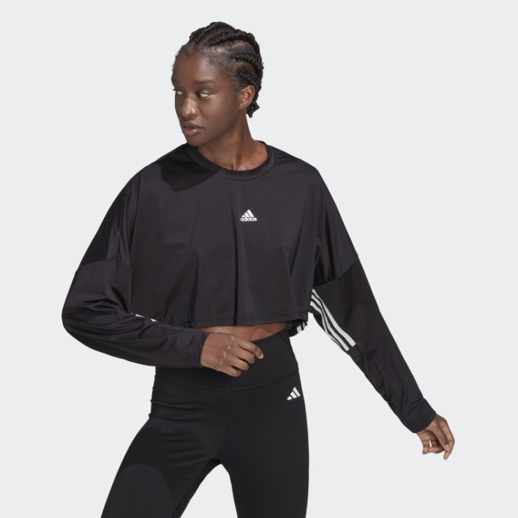 Hyperglam Cut 3 Stripes Moletom Oversized Leve Adidas Preto