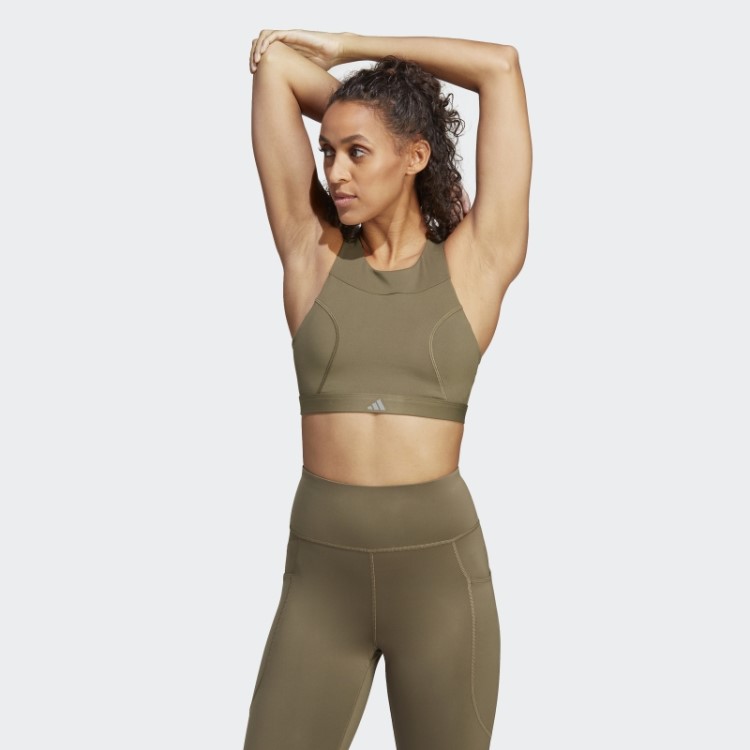 Sutiã De Corrida De Suporte Médio Verde-oliva Adidas