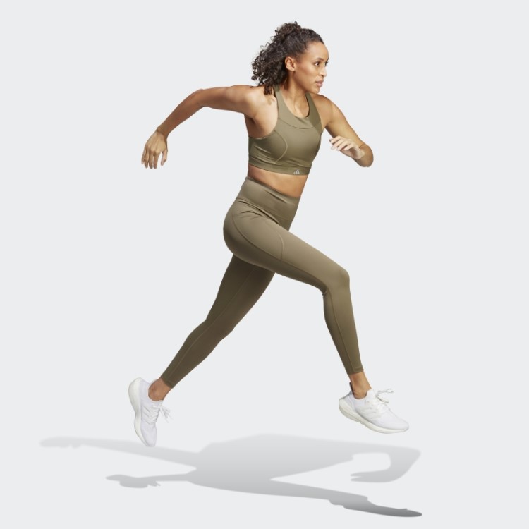 Sutiã De Corrida De Suporte Médio Verde-oliva Adidas